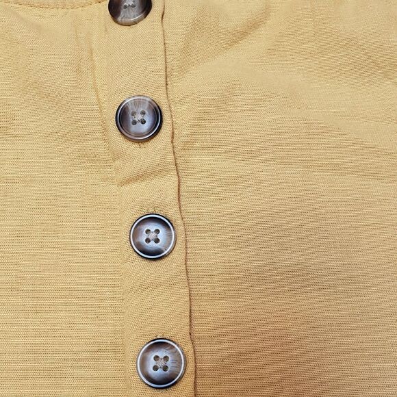 American Eagle Outfitters Butter Yellow Crop Top Size XL Smocked Made in India - Picture 3 of 7